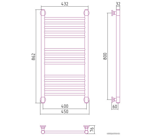 Полотенцесушитель Сунержа Богема+ прямая 800х400 30-0220-8040