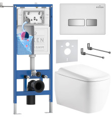 Унитаз подвесной Roxen Martin в комплекте с инсталляцией StounFix Dual Fresh 6 в 1 968524 кнопка: белый/хром