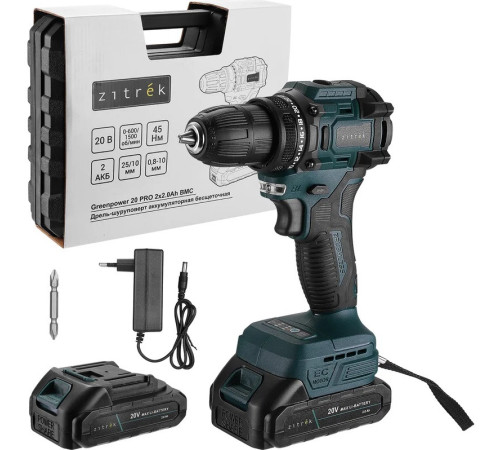 Дрель-шуруповерт Zitrek Greenpower 20 PRO 085-1314 с 2-мя АКБ, кейс