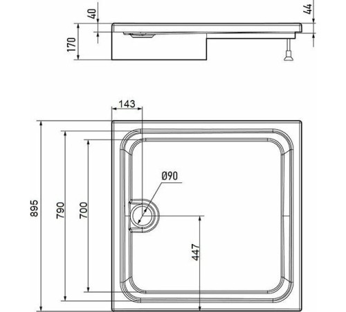 Душевой поддон Erlit 90x90x17 ER9017H-1