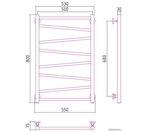 Полотенцесушитель Сунержа Сирокко 800х500 071-0253-8050