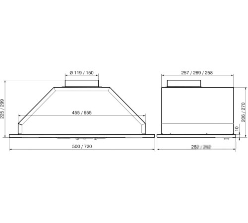 Кухонная вытяжка Elikor Врезной блок 52Н-400-П3Д