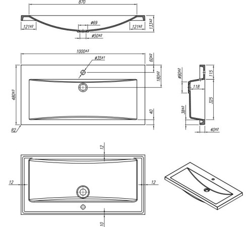 Умывальник Roxen Iris 100 30014100