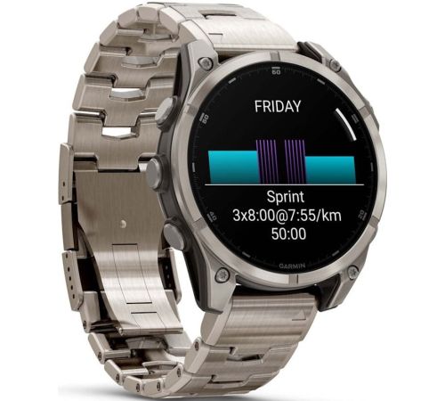 Умные часы Garmin Fenix 8 Sapphire, Titanium 47мм светло-серый, титановый ремешок