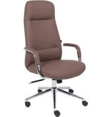 Офисное кресло AksHome Elema коричневая экокожа/хромированный металл