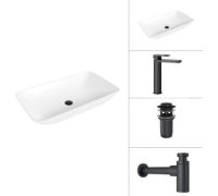 Умывальник Lauter 21886 + Cascade 21СК0655BS + сифон 21635B + дон.клапан 21190B черный матовый
