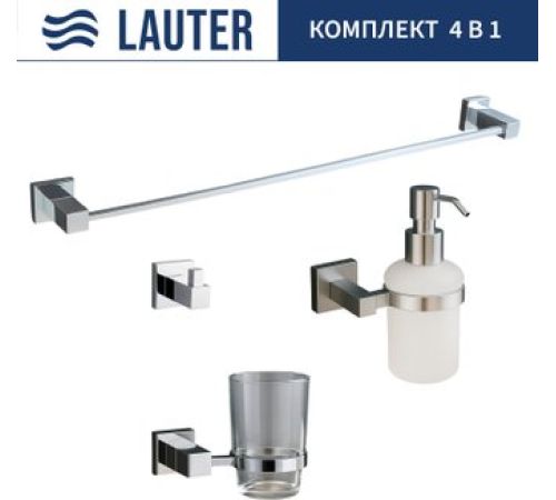 Набор аксессуаров для ванной Lauter 21SH6061 + 21SH6171 + 21SH6091 + 21SH6011 Chrome, 4 предмета