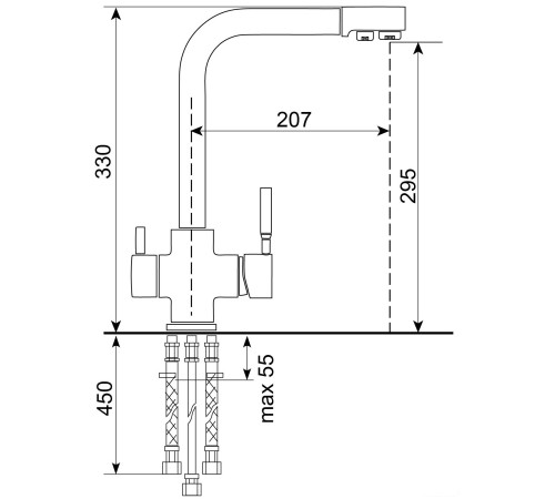 Смеситель Ulgran U-016 304 нержавеющая сталь