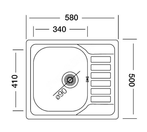 Кухонная мойка Kromevye EC 196 D R чаша справа