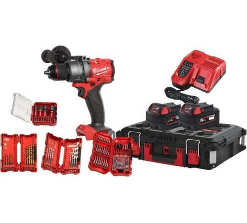 Ударная дрель-шуруповерт Milwaukee M18 FUEL Promo FPD3100P-502P 4933498240 с 2-мя АКБ 5 Ач, кейс, набор оснастки