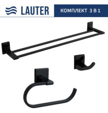 Набор аксессуаров для ванной Lauter 21SH8392 + 21SH8302 + 21SH8322 Matt Black, 3 предмета