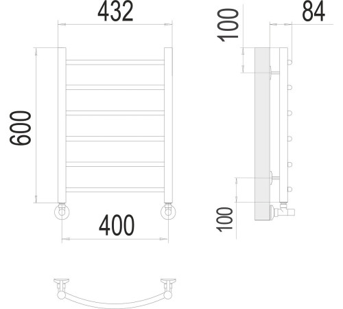 Полотенцесушитель TERMINUS Классик П6 400x600 RAL 9005 черный