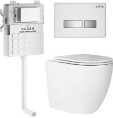 Унитаз приставной Roxen Antares в комплекте с инсталляцией Attach 5 в 1 967095 кнопка: белый