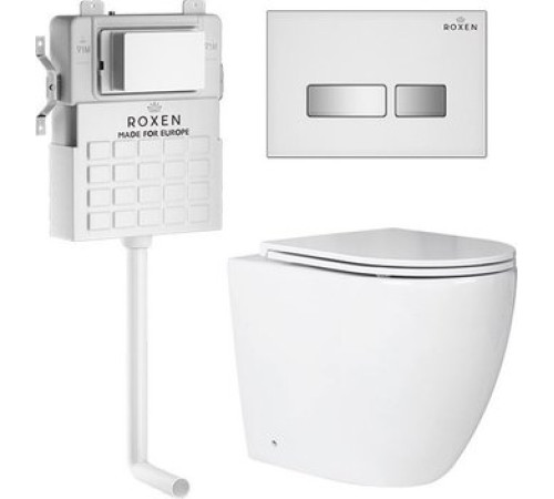 Унитаз приставной Roxen Antares в комплекте с инсталляцией Attach 5 в 1 967095 кнопка: белый