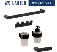 Набор аксессуаров для ванной Lauter 21TS3019 + 21TS3021 + 21TS3009 + 21TS3013 + 21TS3006 Matt Black, 5 предметов