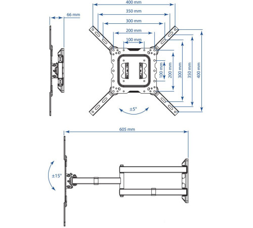 Кронштейн для телевизора Kromax DIX-18W белый