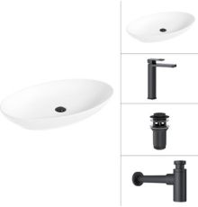 Умывальник Lauter 21571 + Cascade 21СК0655BS + сифон 21635B + дон.клапан 21190B черный матовый