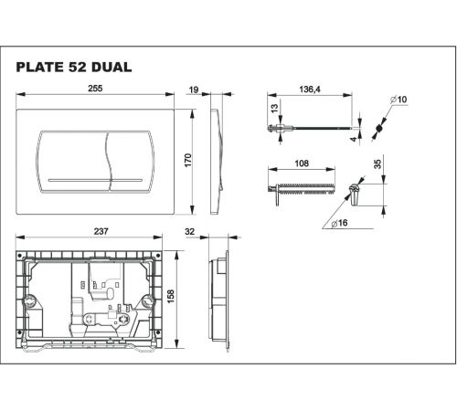 Панель смыва Roca Active 52B 8901150B2 хром матовый