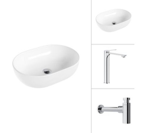 Умывальник Lauter 21836A + Rio 21AM12672 с сифоном 21635CH хром