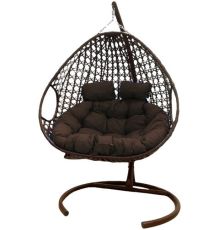 Подвесное кресло M-Group Для двоих Люкс 11510205 коричневый ротанг/коричневая подушка