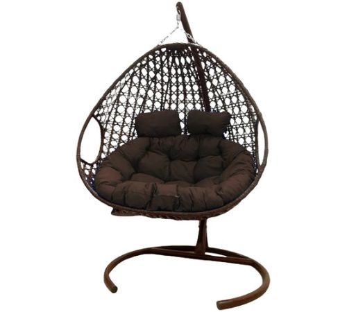 Подвесное кресло M-Group Для двоих Люкс 11510205 коричневый ротанг/коричневая подушка