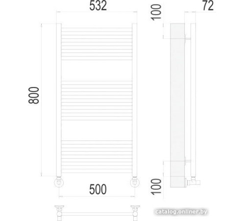 Полотенцесушитель TERMINUS Аврора П16 500х800 нп матовое золото