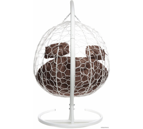 Подвесное кресло M-Group Для двоих 11450105 белый ротанг/коричневая подушка