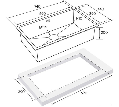 Кухонная мойка Paulmark Next 74 Uni PM217444-BS стальной/брашированная сталь
