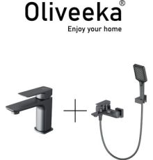 Комплект смесителей Oliveeka OL-639003A+139003-BGM матовый оружейный металл