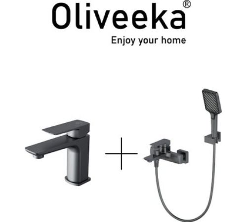 Комплект смесителей Oliveeka OL-639003A+139003-BGM матовый оружейный металл