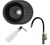 Кухонная мойка БелЭворс New Lux L + смеситель W74004-2 + дозатор L405F черный