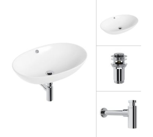 Умывальник Lauter 21709 + клапан 21190CH + сифон 21635CH хром