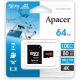 Карта памяти Apacer microSDXC AP64GMCSX10U8-R 64GB с адаптером