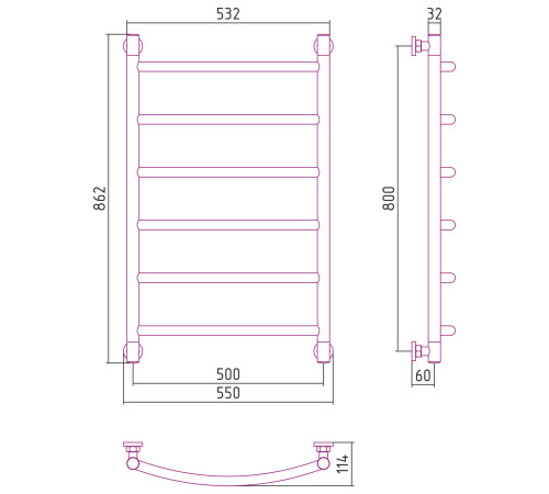Полотенцесушитель Сунержа Галант+ 800х500 051-0200-8050