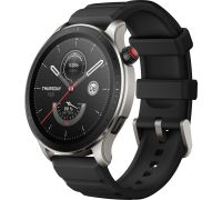 Умные часы Amazfit GTR 4 серебристый, с черным ремешком из фторэластомера