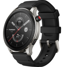 Умные часы Amazfit GTR 4 серебристый, с черным ремешком из фторэластомера