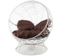 Кресло M-Group Апельсин 11520105 белый ротанг/коричневая подушка