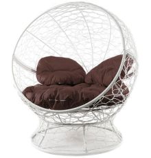 Кресло M-Group Апельсин 11520105 белый ротанг/коричневая подушка