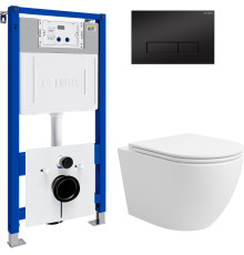 Унитаз подвесной Lauter Vortex 2110830 с кнопкой 219704HD узкая, черный