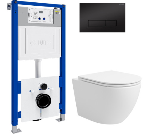 Унитаз подвесной Lauter Vortex 2110830 с кнопкой 219704HD узкая, черный