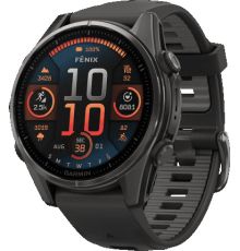 Умные часы Garmin Fenix 8 Sapphire 43мм титановый угольно-черный DLC, пепельно-серый ремешок