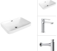 Умывальник Lauter 21441B + Moon 21СK691C с сифоном 21635CH хром