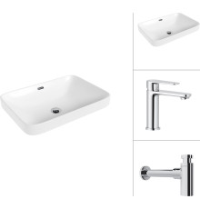 Умывальник Lauter 21441B + Moon 21СK691C с сифоном 21635CH хром