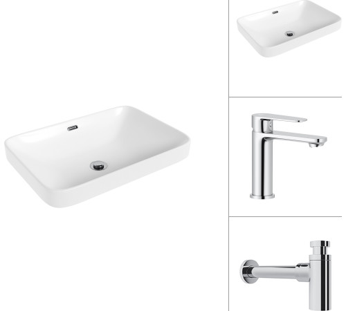 Умывальник Lauter 21441B + Moon 21СK691C с сифоном 21635CH хром