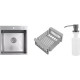 Кухонная мойка Schtoff Best Decor Silver 4550 + коландер KR-1 GREY + дозатор SD-1 GREY