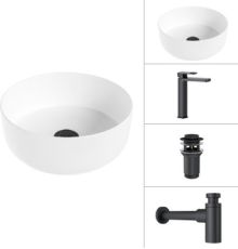 Умывальник Lauter 21499-31 + Cascade 21СК0655BS + сифон 21635B + дон.клапан 21190B черный матовый
