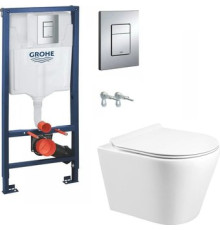 Унитаз подвесной Grado GD-W201T + GROHE Rapid SL 38772001 с кнопкой смыва
