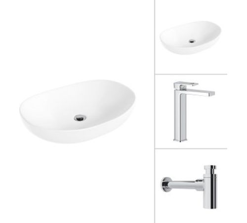 Умывальник Lauter 21502 + Cascade 21СК0655C с сифоном 21635CH хром
