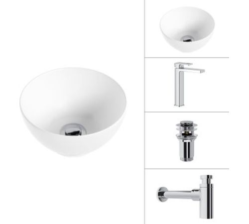 Умывальник Lauter 21601E + Cascade 21СК0655C + сифон 21635CH + дон.клапан 21190CH хром