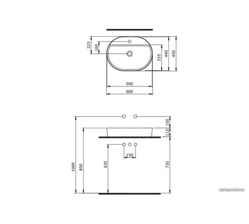 Умывальник Berges Wasserhaus Ego SL 60x45 182016
